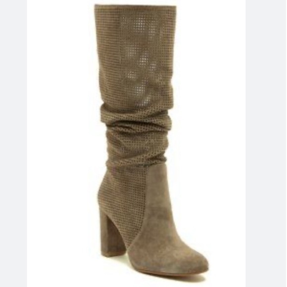 NEW Vince Camuto Secillia Perforated Suede High Boot Size 6 - Picture 1 of 14
